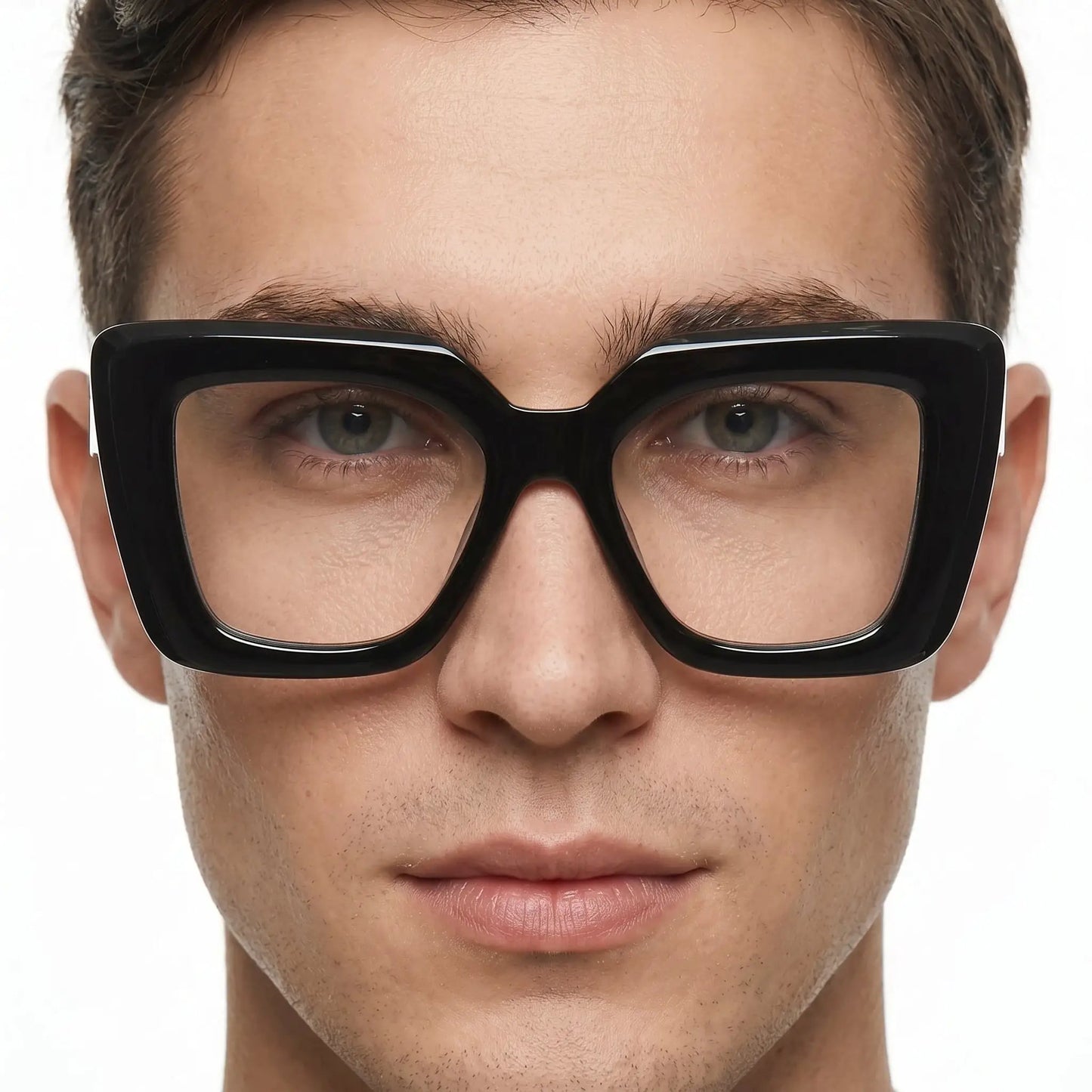 Velora glossy black oversized square sunglasses with dark lenses – Astroshadez