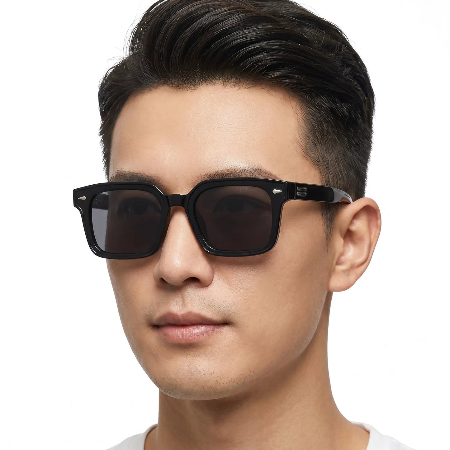 Velora Black Polarized Square Sunglasses with thick black frame and dark lenses – Astroshadez