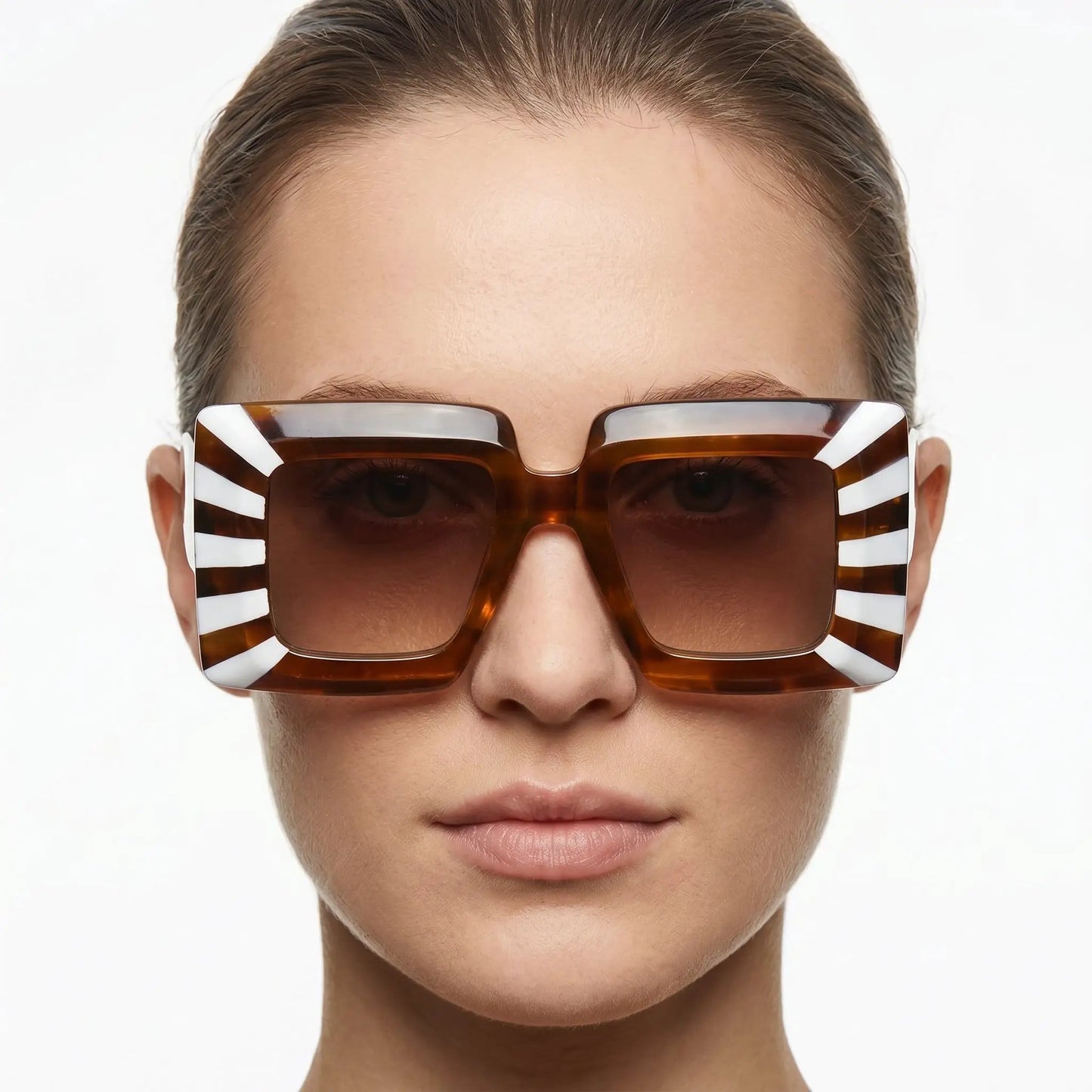 Aurelius tortoiseshell oversized square gradient sunglasses with brown gradient lenses – Astroshadez