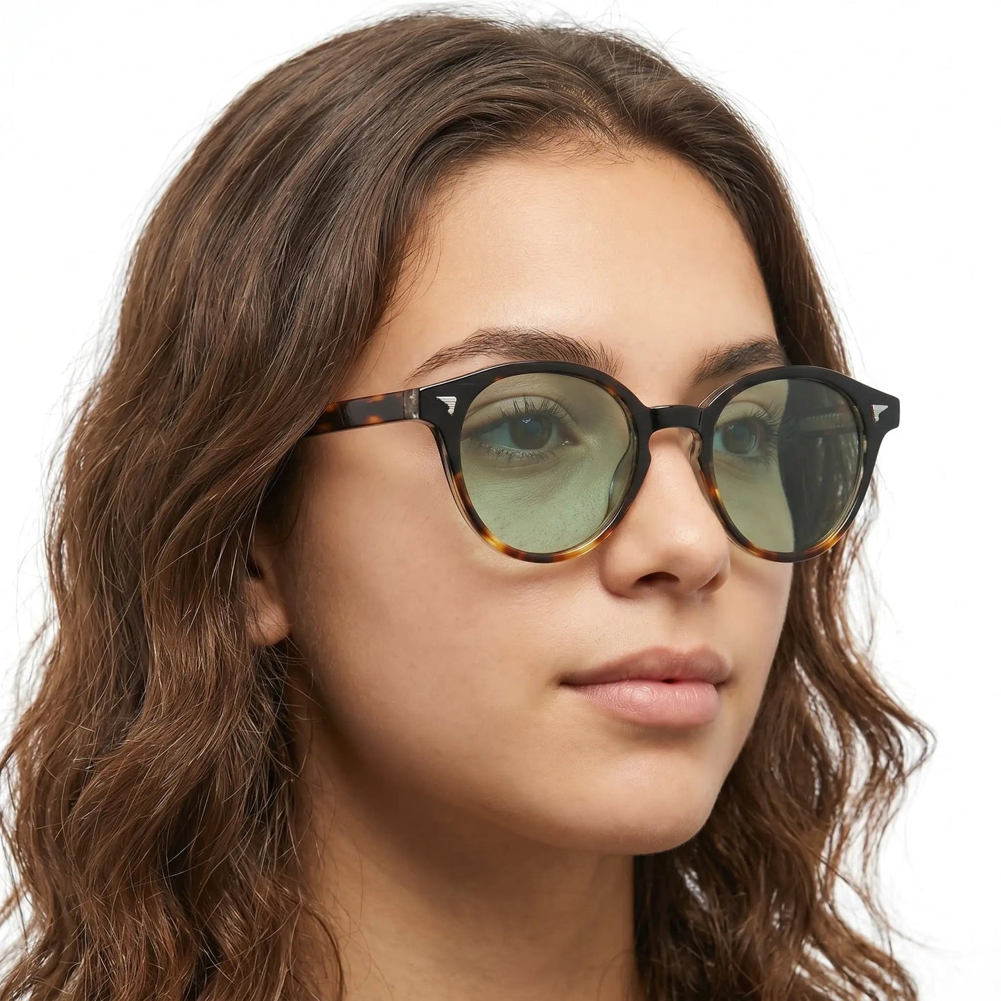 Aurelius tortoiseshell round sunglasses with green lenses – Astroshadez