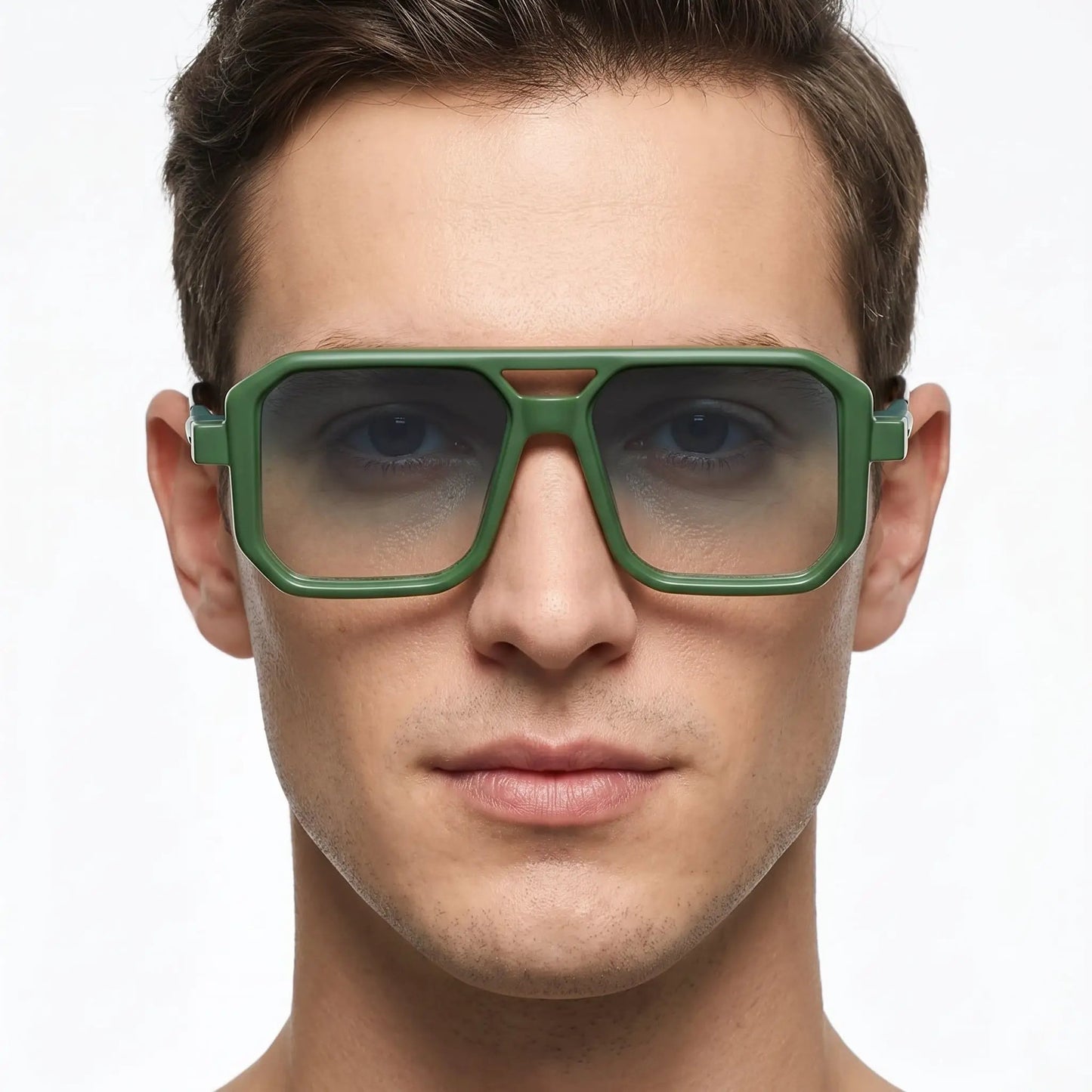 Valorien green acetate square sunglasses with gradient lenses – Astroshadez