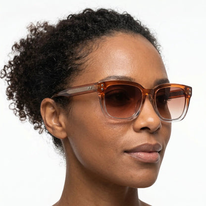 Aurexion amber gradient square sunglasses in tortoiseshell frame – Astroshadez