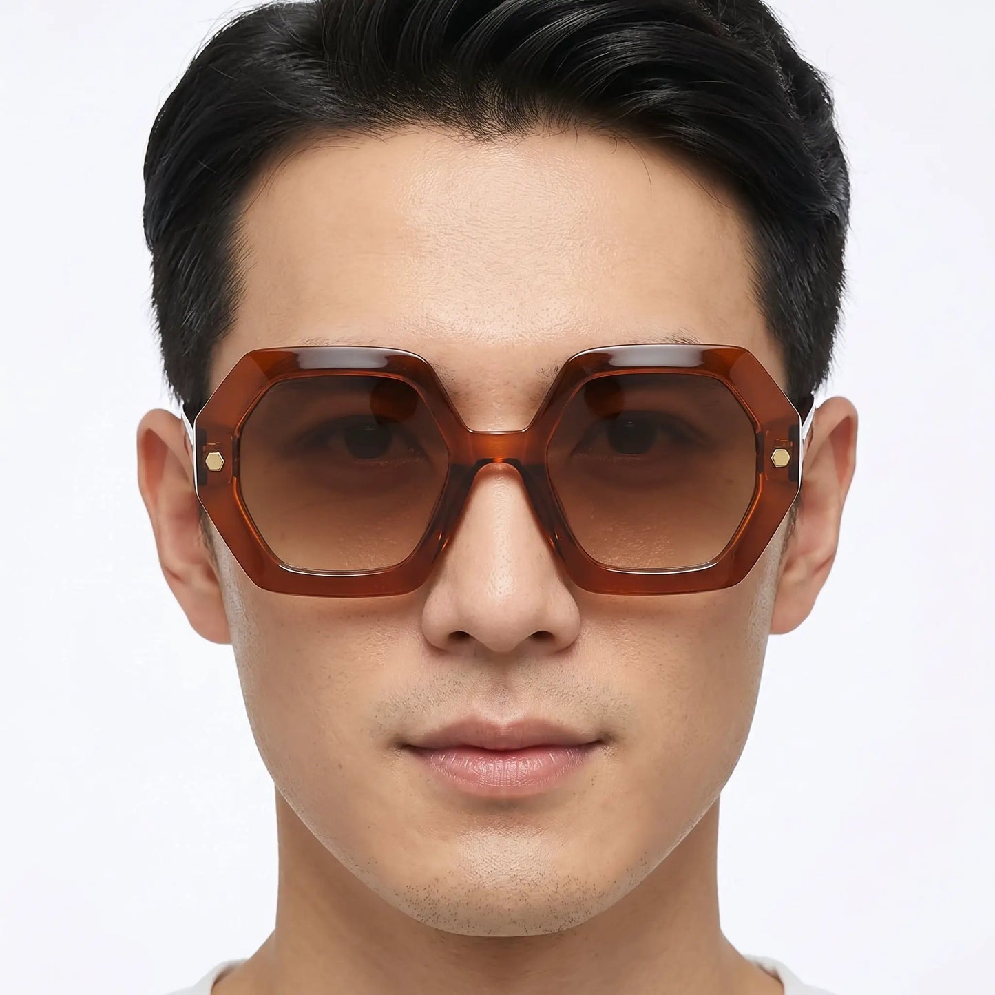 Aurelith Brown Acetate Gradient Geometric Square Sunglasses with brown gradient lenses – Astroshadez