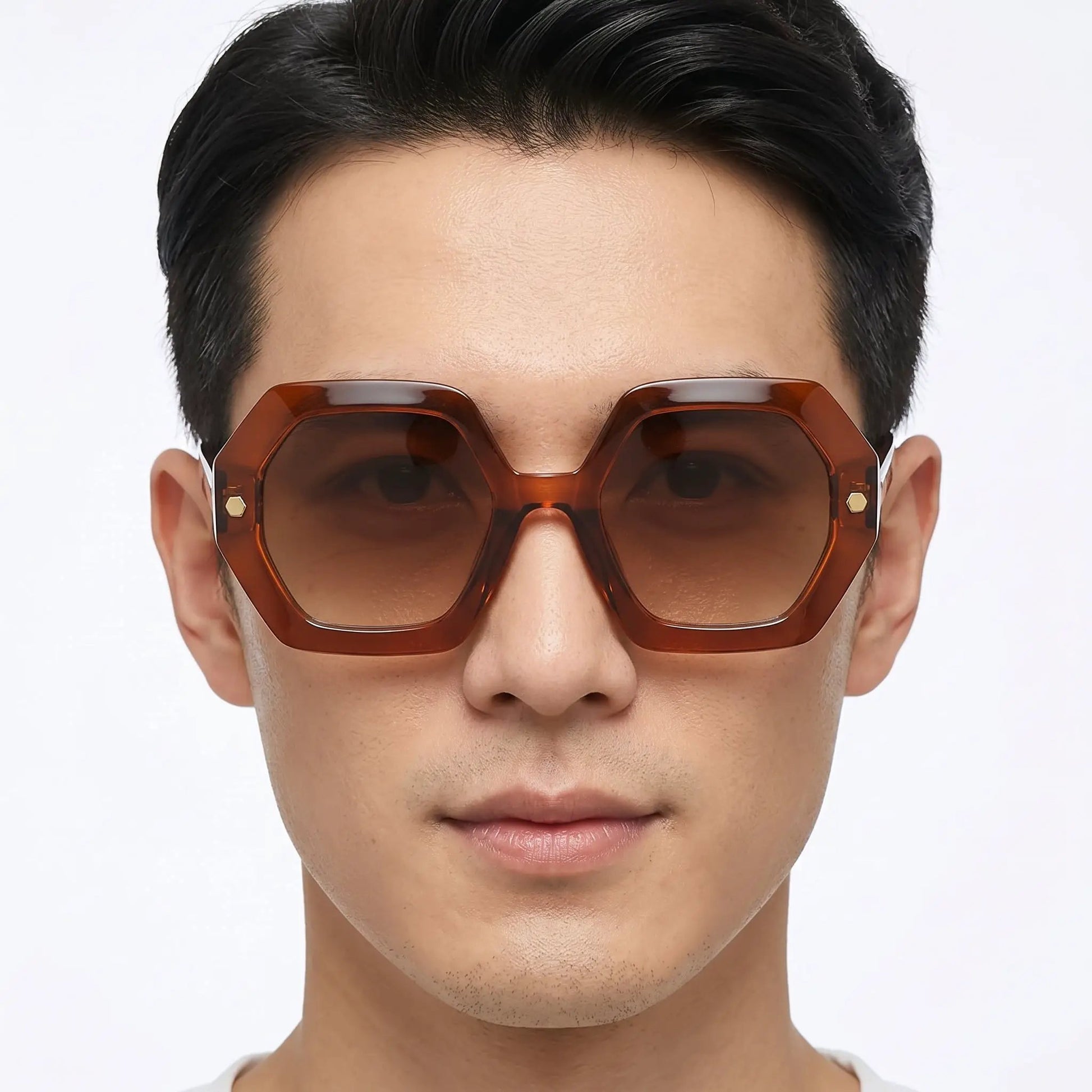 Aurelith Brown Acetate Gradient Geometric Square Sunglasses with brown gradient lenses – Astroshadez