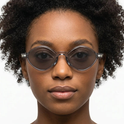 Elionyx gray acetate round sunglasses with brown gradient lenses – Astroshadez