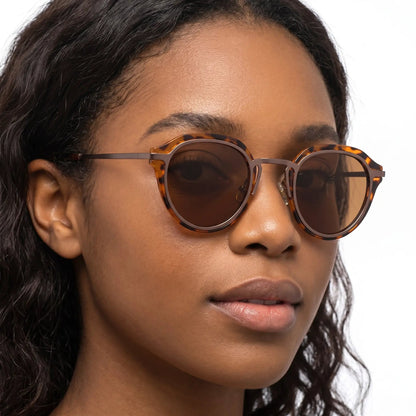 Aurelios tortoiseshell round sunglasses with brown lenses – Astroshadez