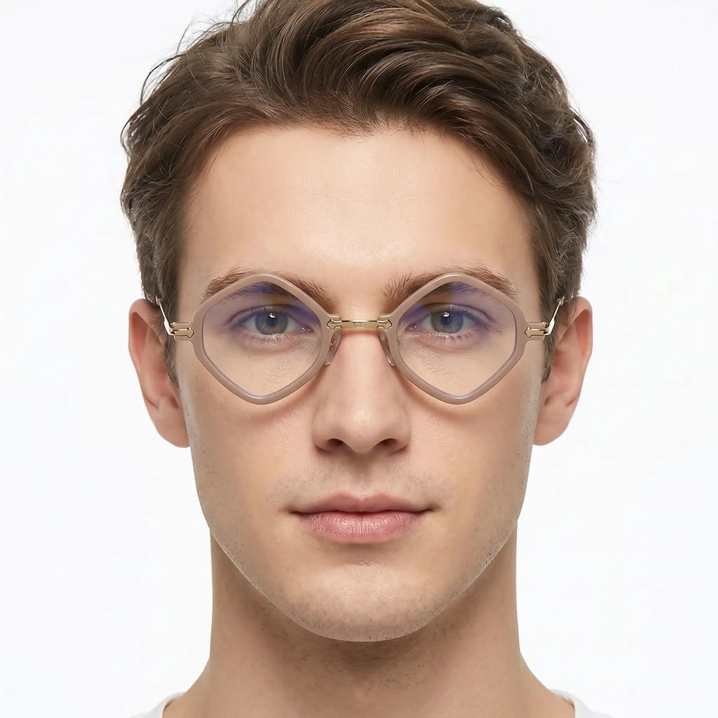 Quorin mauve square-gradient sunglasses with translucent mauve frame and purple gradient lenses – Astroshadez