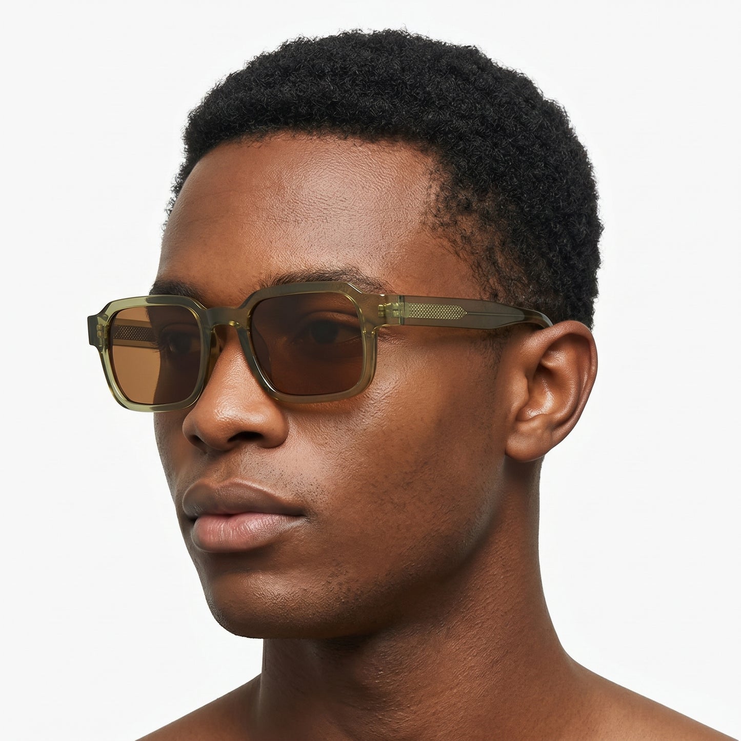 Lumara olive-brown square-frame sunglasses with brown lenses – Astroshadez