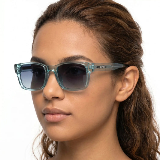Aurelius Teal Acetate Square Polarized Sunglasses, teal frame and dark lenses – Astroshadez