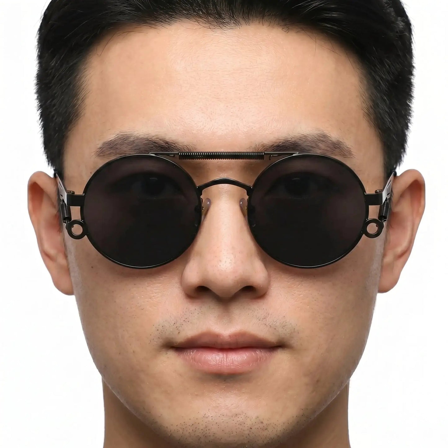 Noctis Matte Black Metal Round Double Bridge Sunglasses with dark lenses – Astroshadez