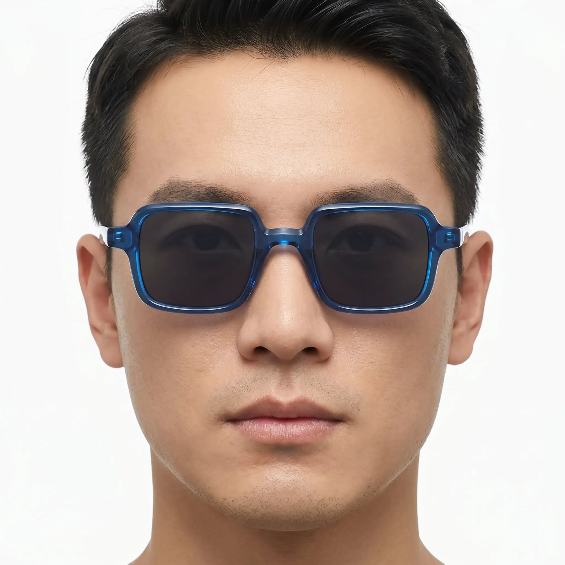 Aethrios blue acetate square polarized sunglasses with dark lenses – Astroshadez