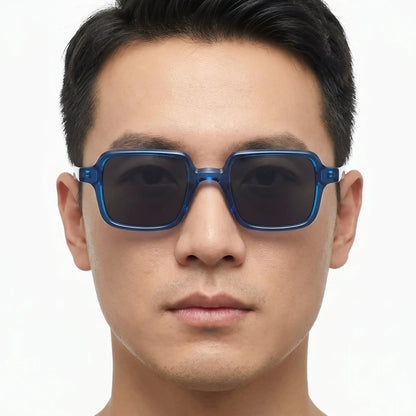 Aethrios blue acetate square polarized sunglasses with dark lenses – Astroshadez
