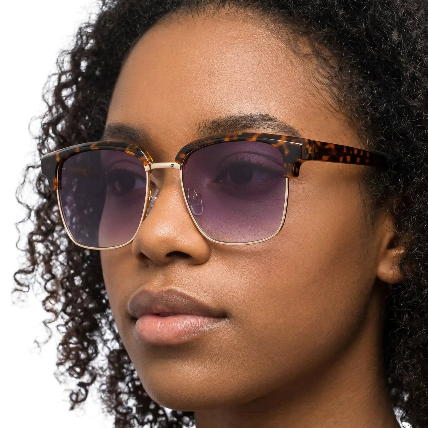 Aurelis Rose Translucent Gradient Sunglasses with tortoiseshell frames and purple gradient lenses – Astroshadez