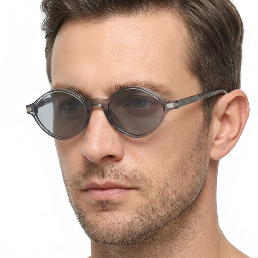 Elionyx Gray Acetate Round Sunglasses with gray lenses – Astroshadez