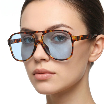 Luxora tortoiseshell aviator sunglasses with blue mirrored lenses – Astroshadez