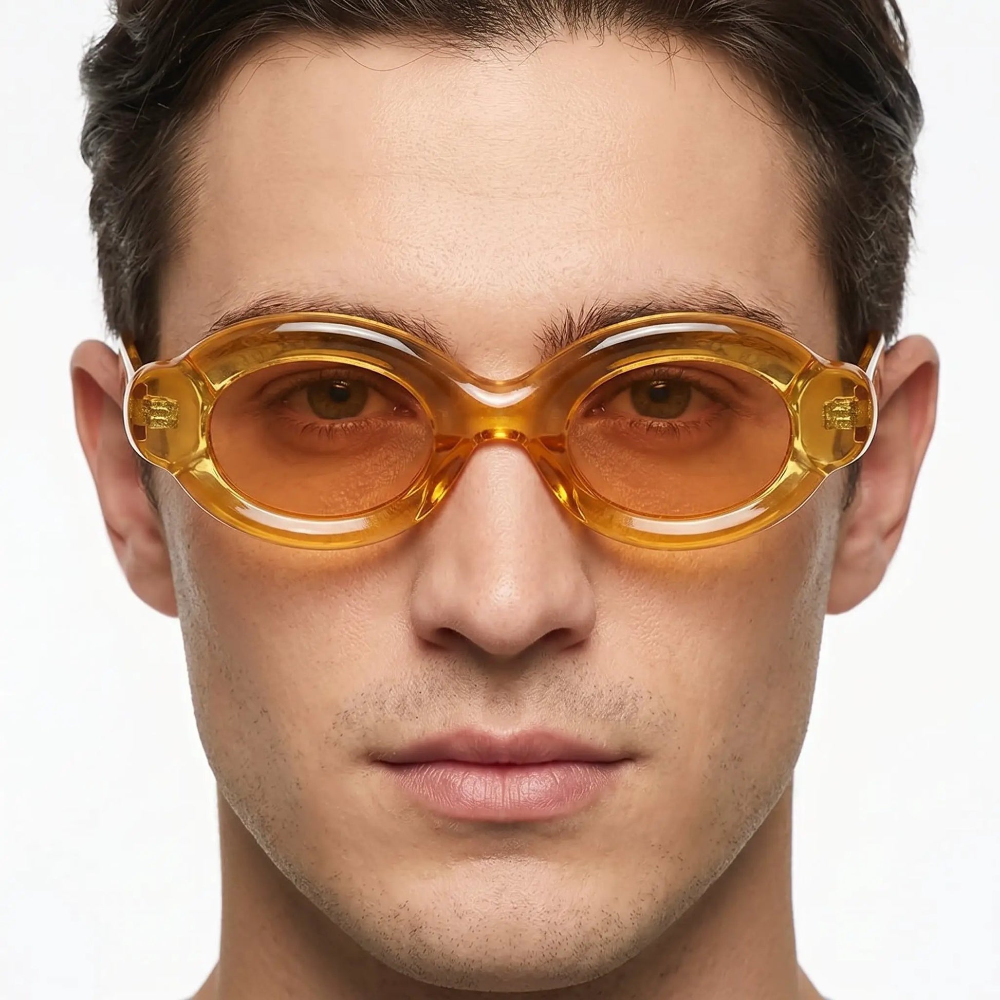 Celestique translucent amber oval sunglasses with amber lenses – Astroshadez