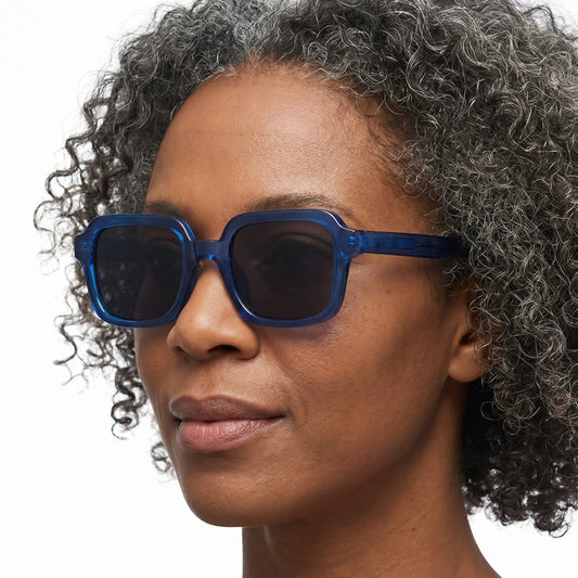 Aethrios blue acetate square polarized sunglasses with dark lenses – Astroshadez