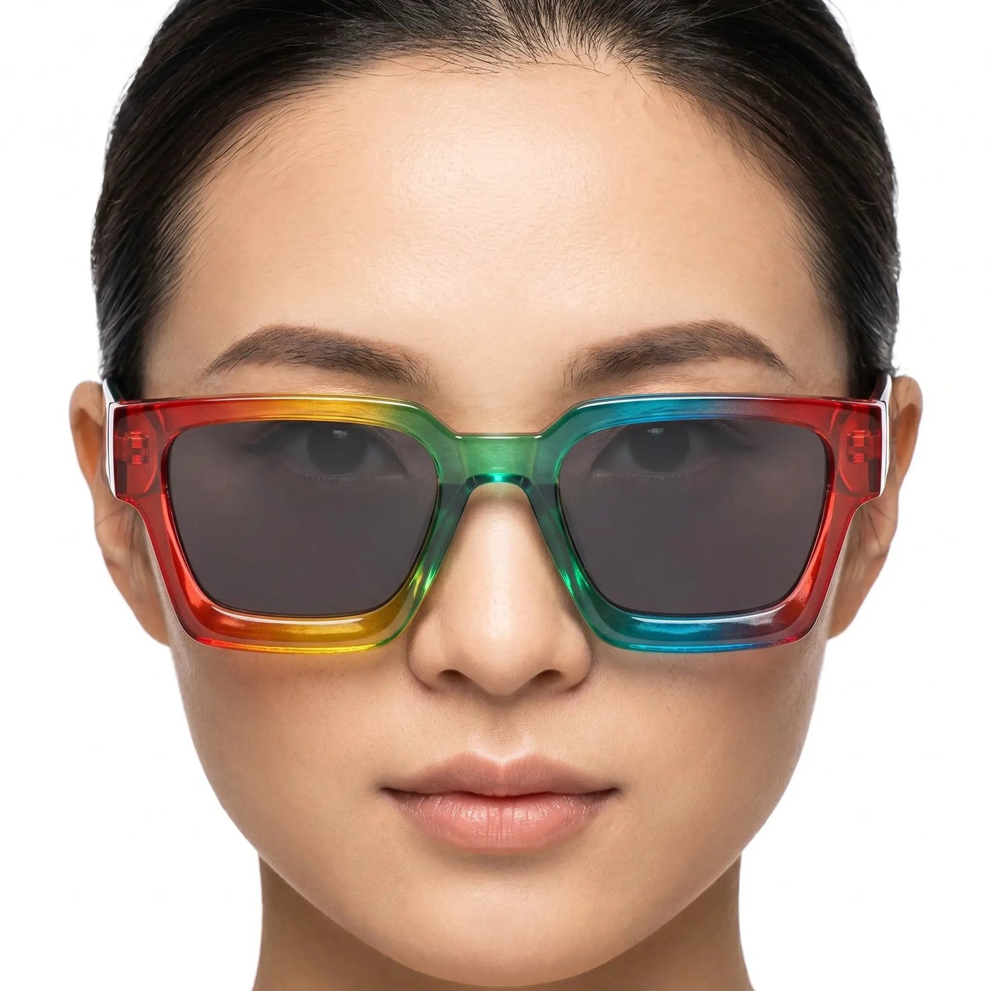Solstice Iridescent Rainbow UV400 Polarized Sunglasses with rainbow frame and dark lenses – Astroshadez