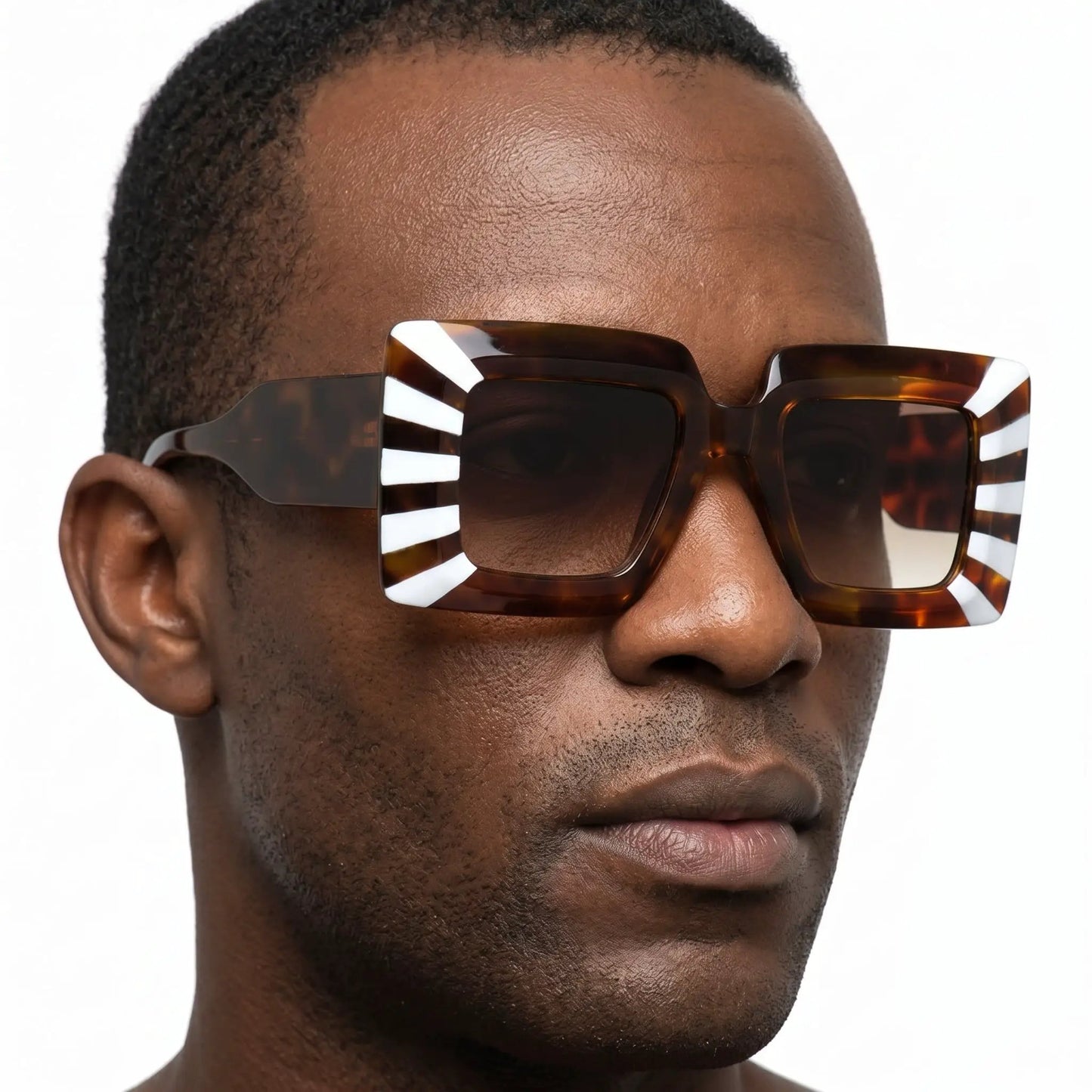 Aurelius tortoiseshell oversized square gradient sunglasses with brown gradient lenses – Astroshadez