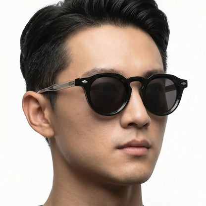 Aurelius Jet Black Round Sunglasses with UV400 lenses – Astroshadez
