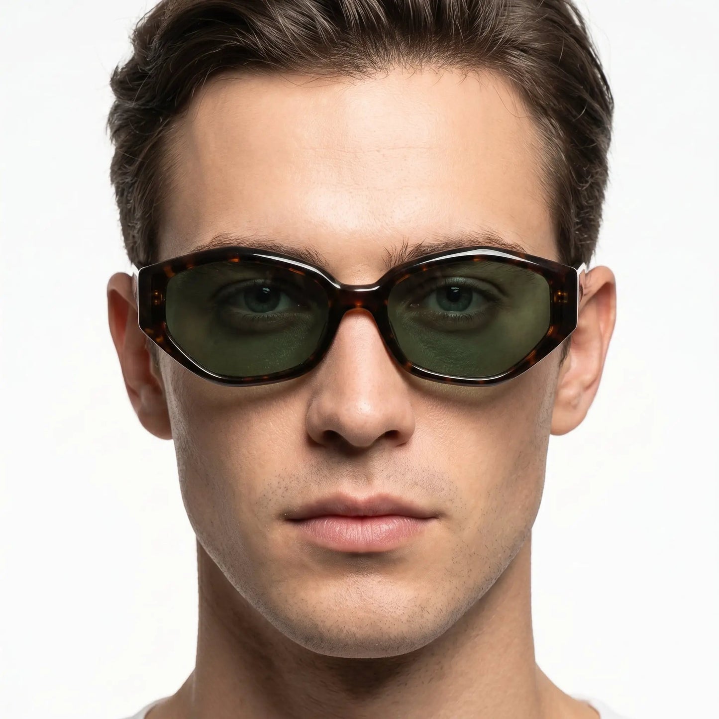 Astraeon tortoiseshell polygon cat-eye sunglasses with dark lenses – Astroshadez