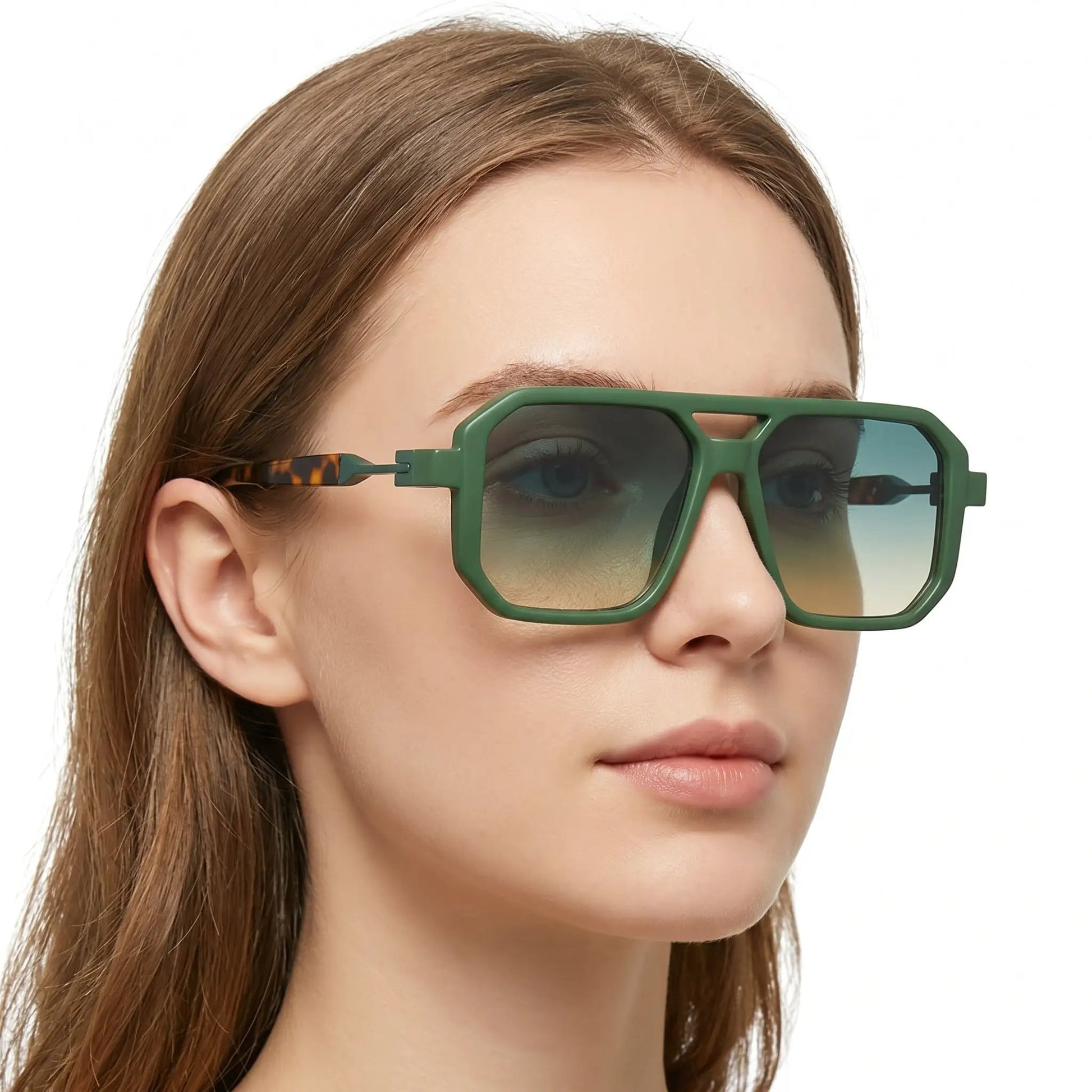 Valorien green acetate square sunglasses with gradient lenses – Astroshadez