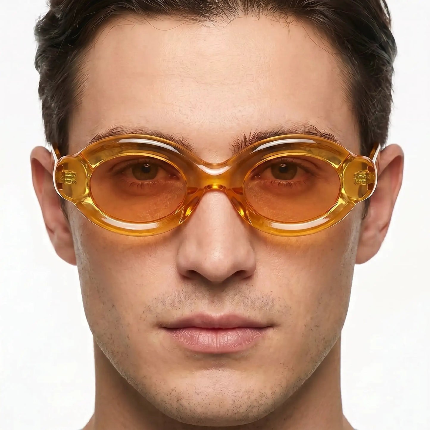 Celestique translucent amber oval sunglasses with amber lenses – Astroshadez