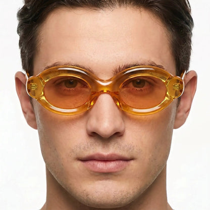 Celestique translucent amber oval sunglasses with amber lenses – Astroshadez