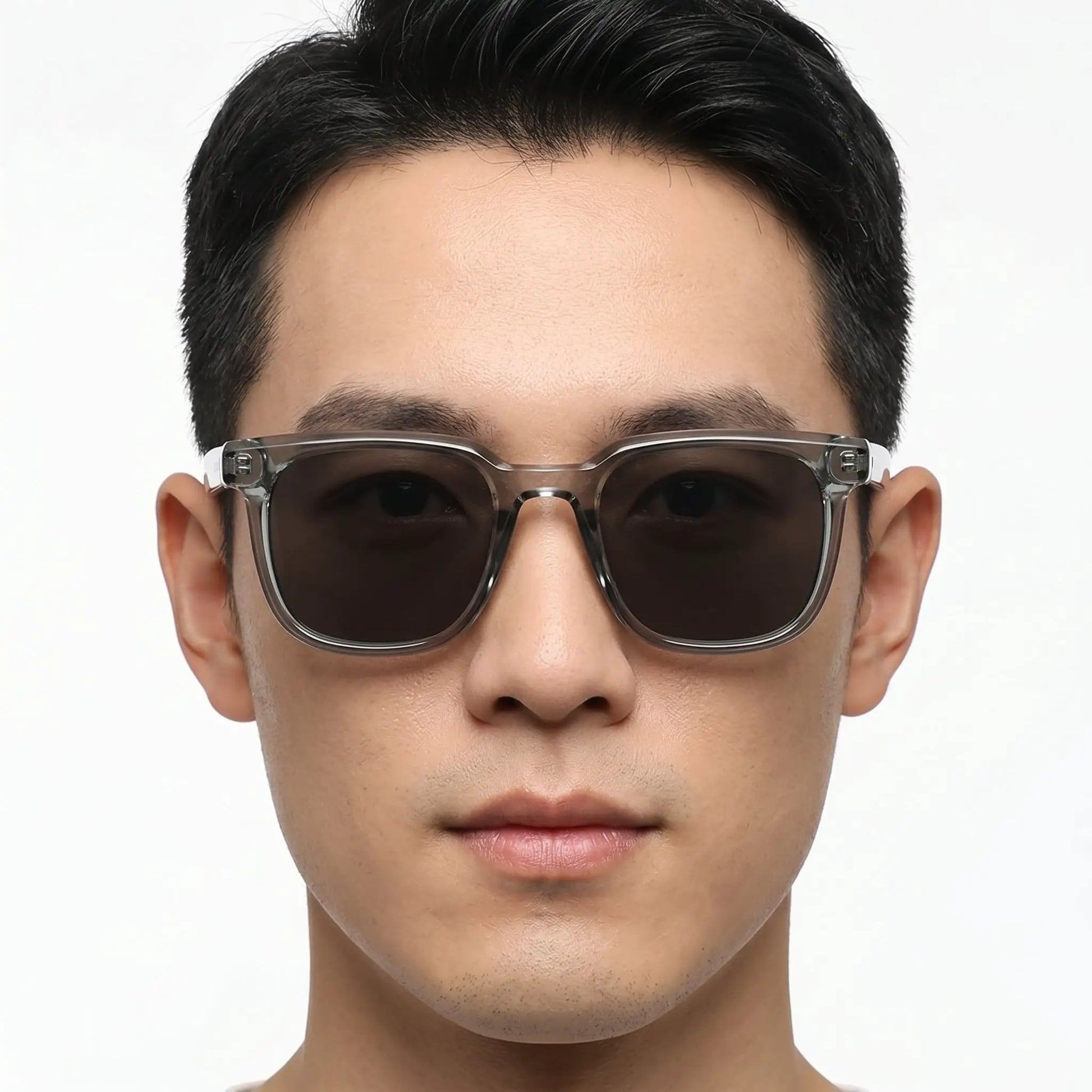 Xylaris Black Acetate Square UV400 Sunglasses with black frames and dark gray lenses – Astroshadez