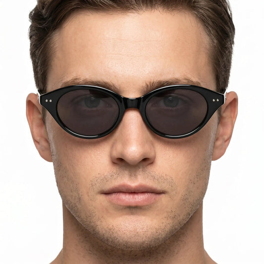 Astraeon black acetate cat-eye sunglasses with dark lenses – Astroshadez
