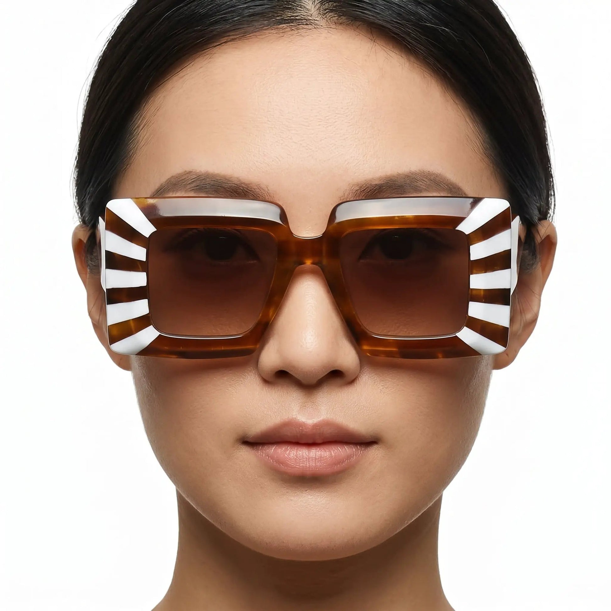 Aurelius tortoiseshell oversized square gradient sunglasses with brown lenses – Astroshadez