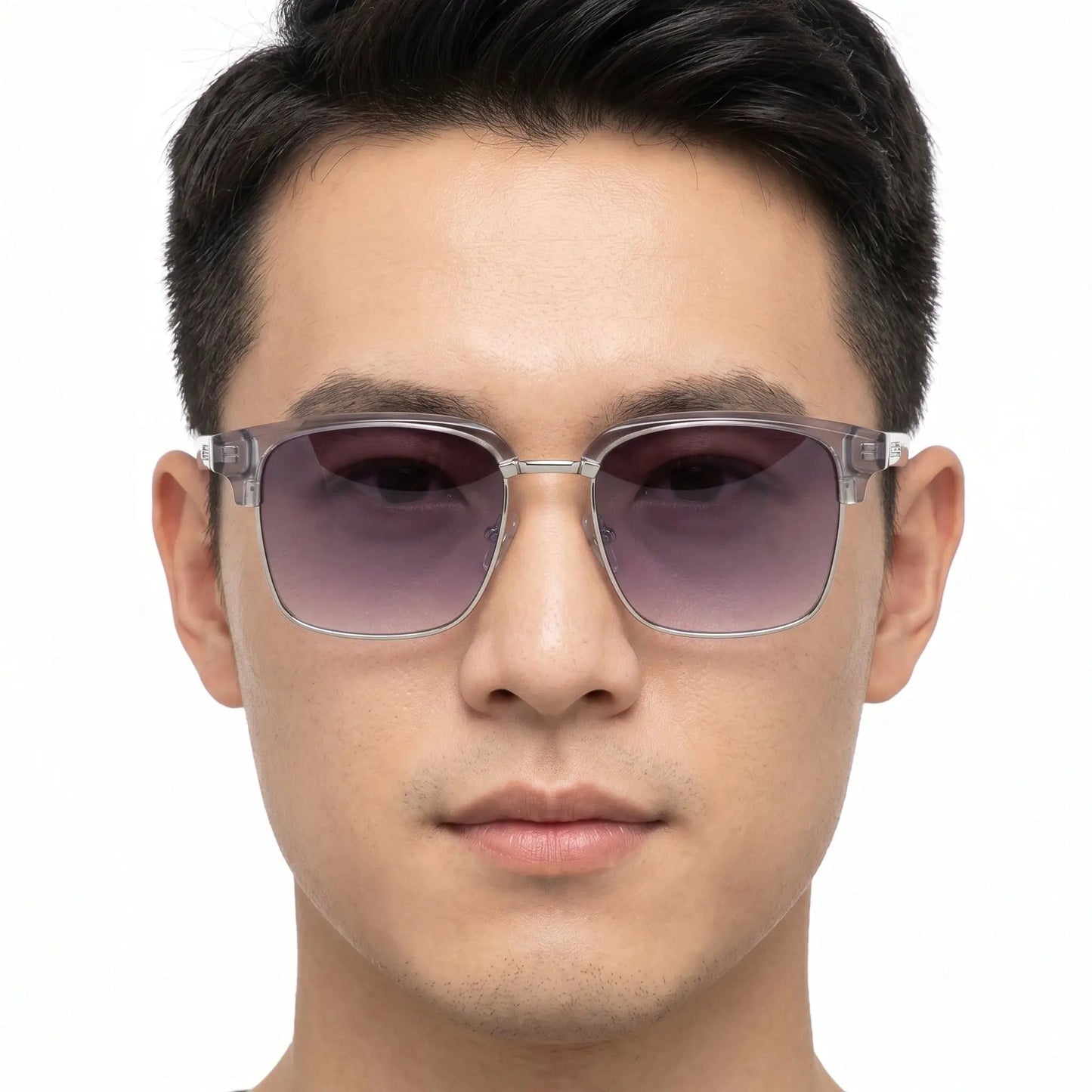 Aurelis Rose Translucent Gradient Sunglasses, translucent gray frame with rose gradient lenses – Astroshadez