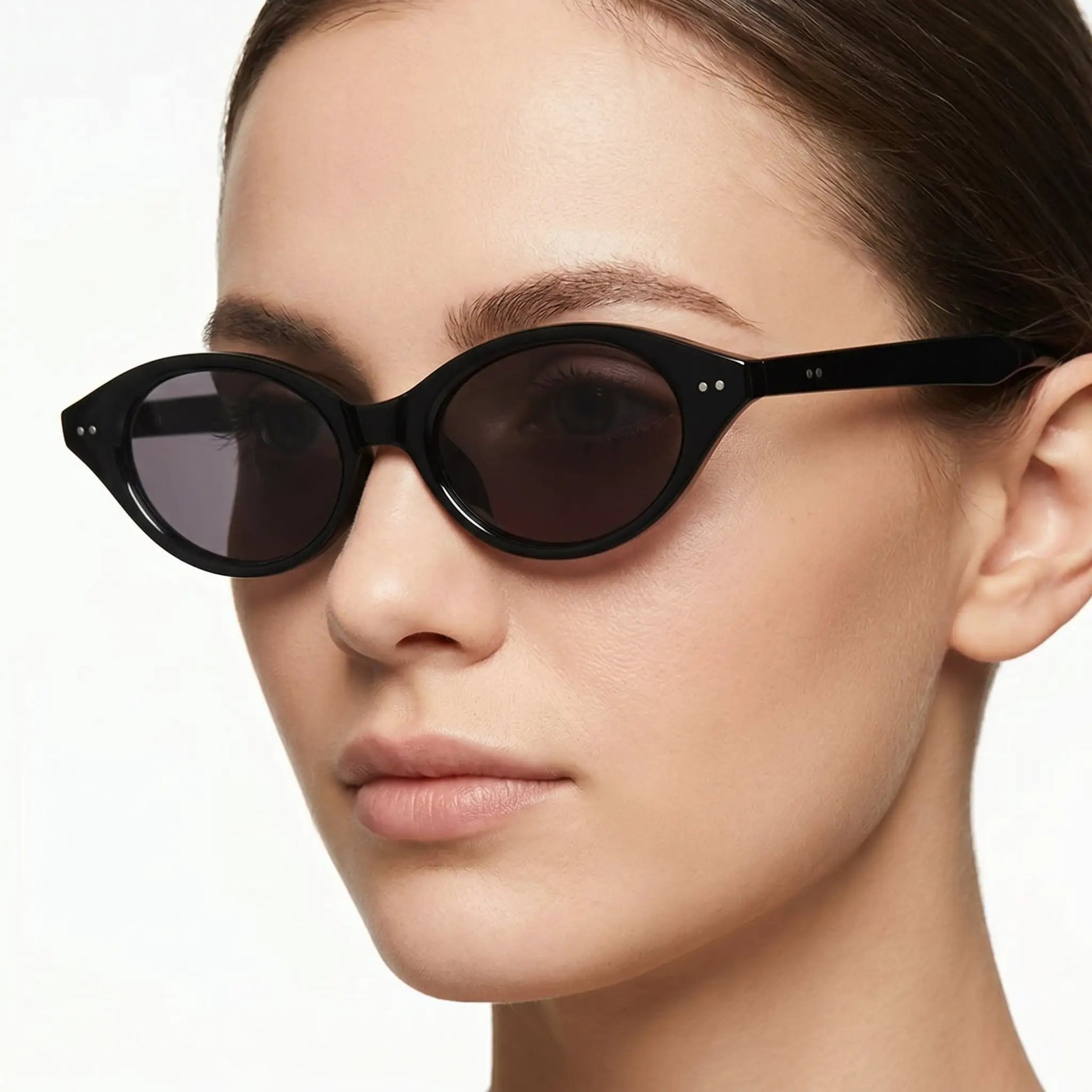 Astraeon black acetate cat-eye sunglasses with dark lenses – Astroshadez