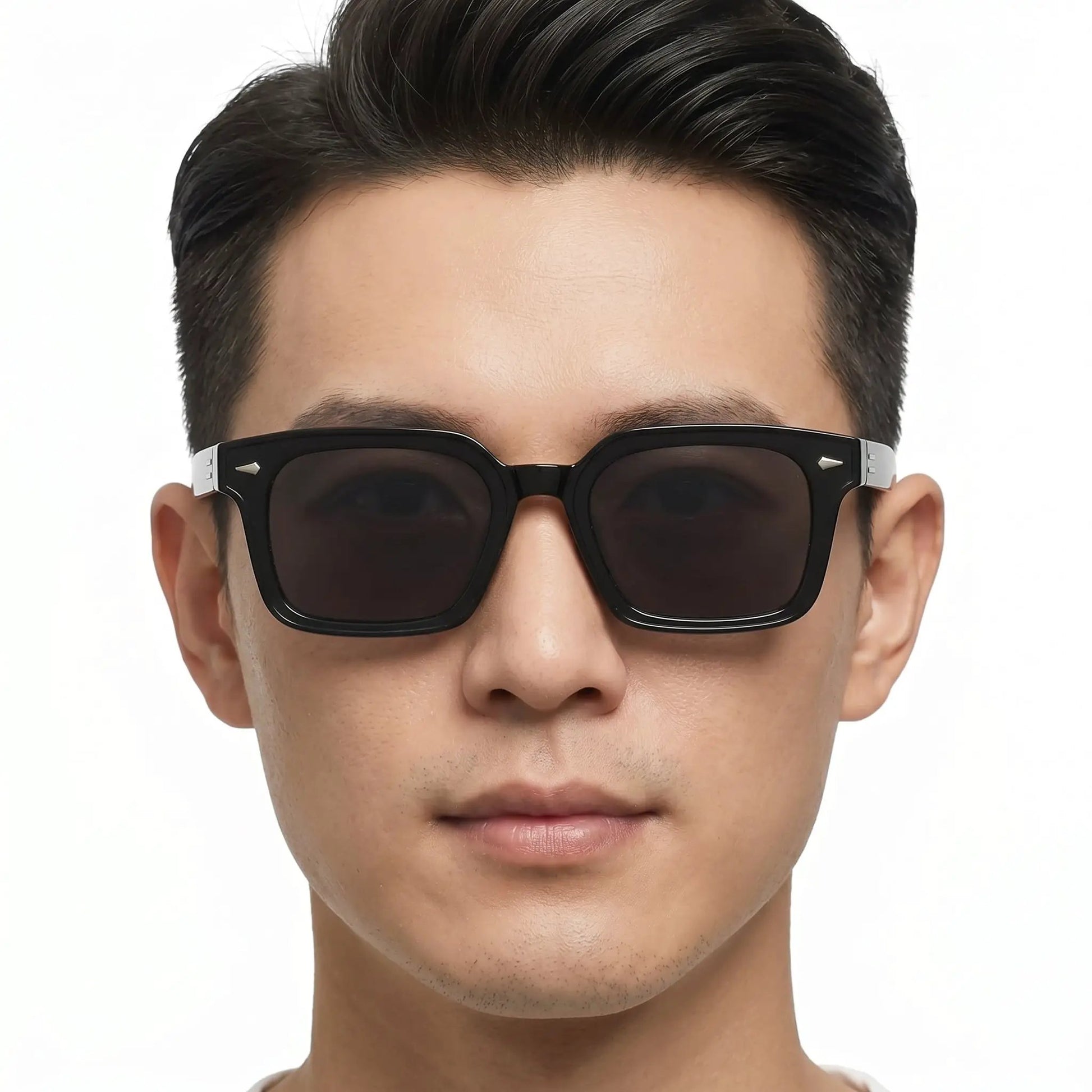 Velora black polarized square sunglasses; black frame, dark lenses– Astroshadez