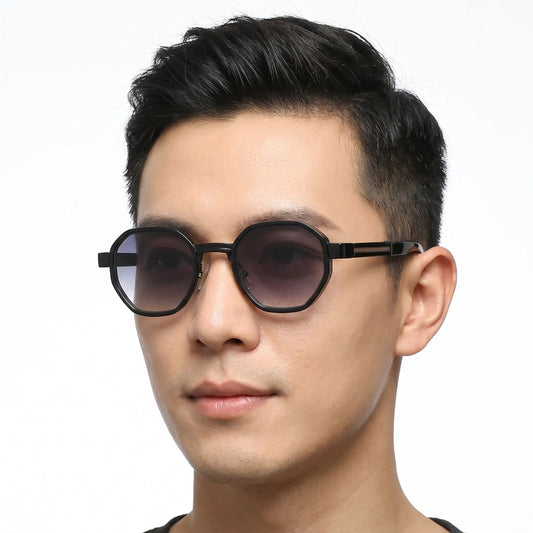 Lumaris Gold Metal Alloy Square Sunglasses with black frames and smoky gray lenses – Astroshadez