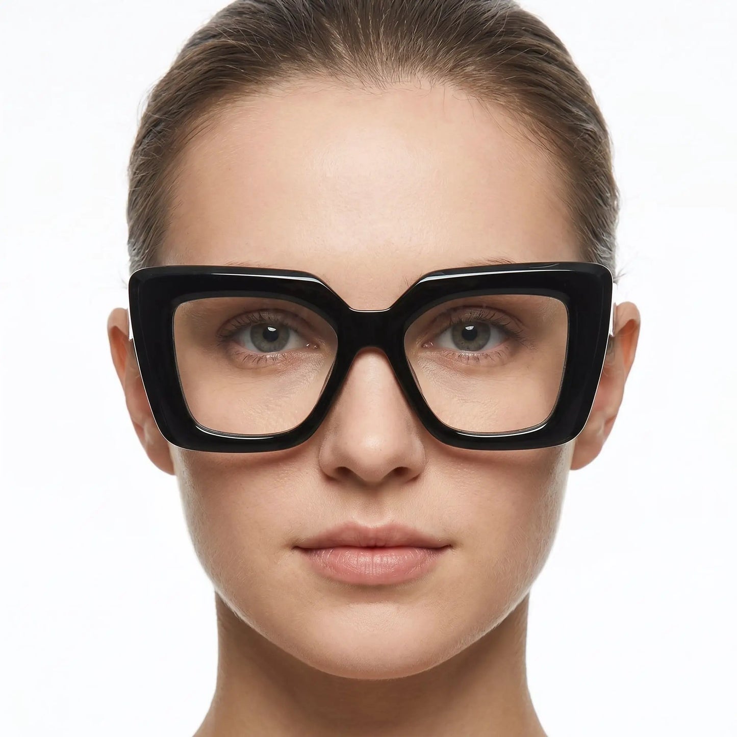 Velora glossy black oversized square sunglasses with thick frame and dark lenses, bold silhouette – Astroshadez