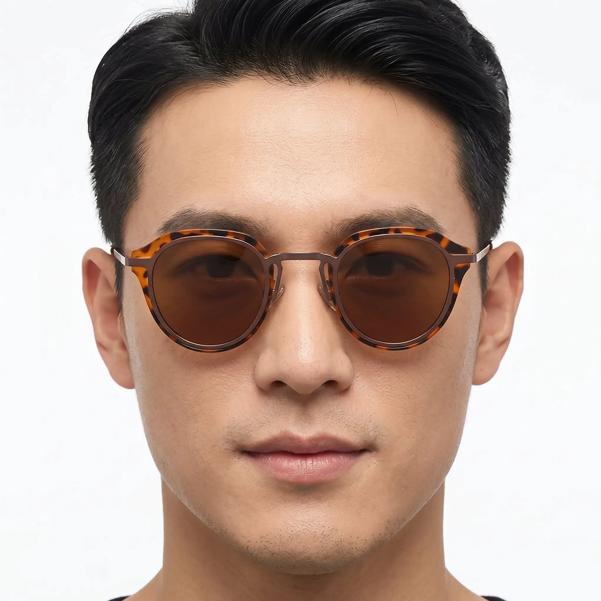Aurelios tortoiseshell round sunglasses with brown lenses – Astroshadez