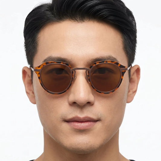 Aurelios tortoiseshell round sunglasses with brown lenses – Astroshadez