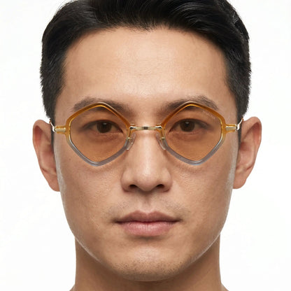 AetherialQuadrant orange translucent square sunglasses with brown lenses – Astroshadez