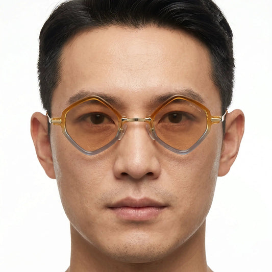 AetherialQuadrant orange translucent square sunglasses with brown lenses – Astroshadez