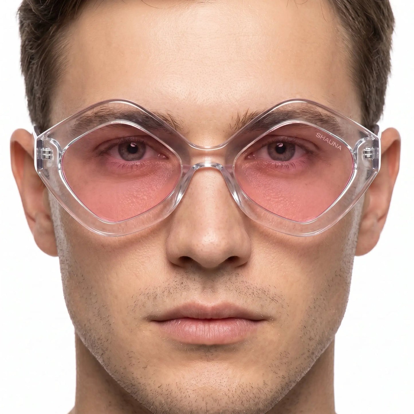 Ardentis Black Cat Eye UV400 sunglasses, translucent pink cat-eye frame with pink lenses – Astroshadez