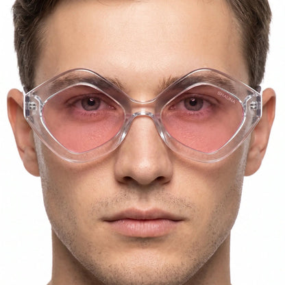 Ardentis Black Cat Eye UV400 sunglasses, translucent pink cat-eye frame with pink lenses – Astroshadez