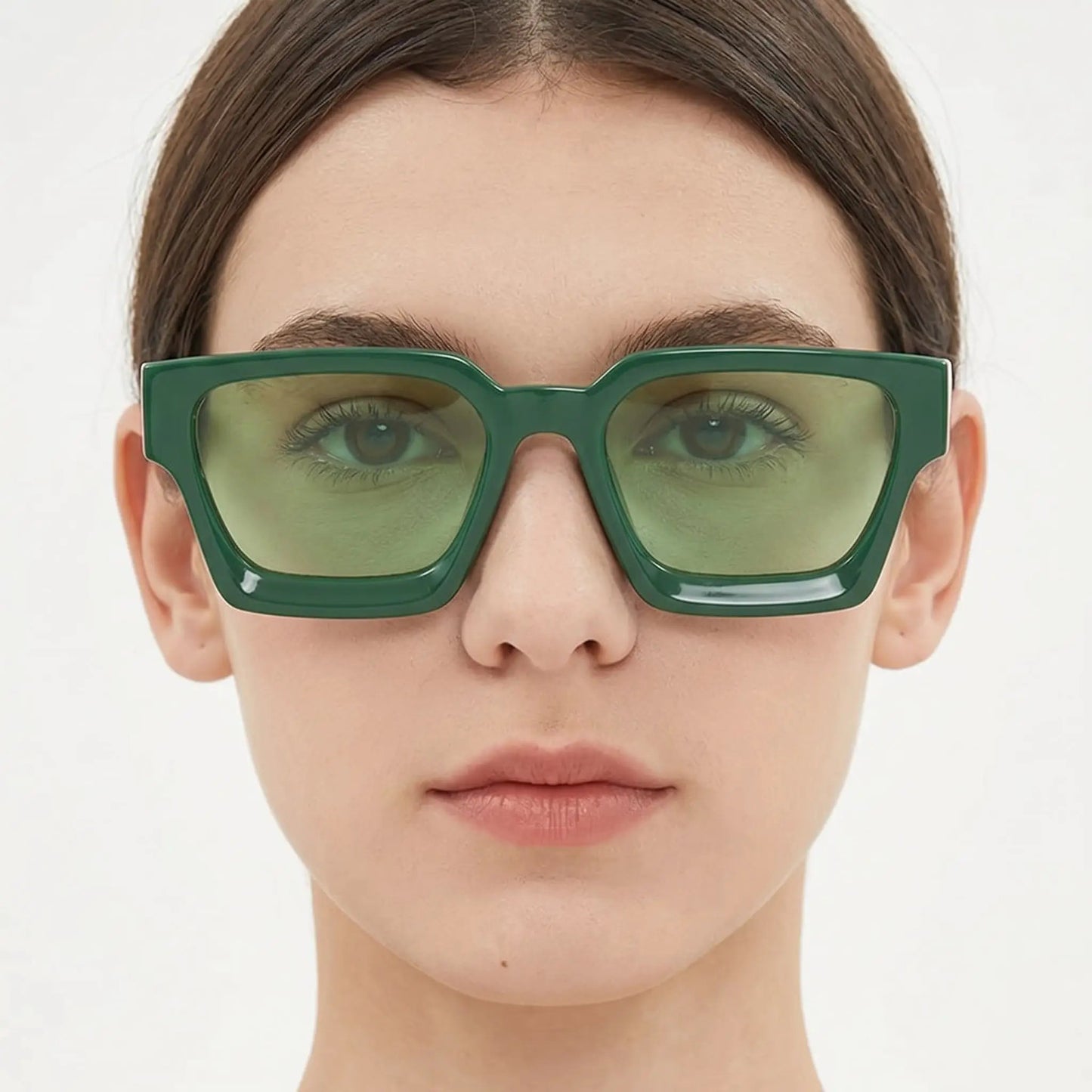 Solarae Green Acetate Square Sunglasses with green/yellow lenses – Astroshadez