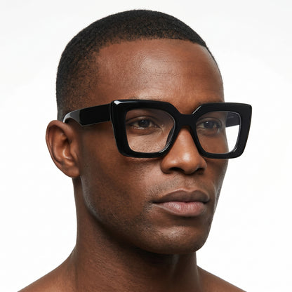 Aurelianex matte black oversized sunglasses with bold square frame – Astroshadez