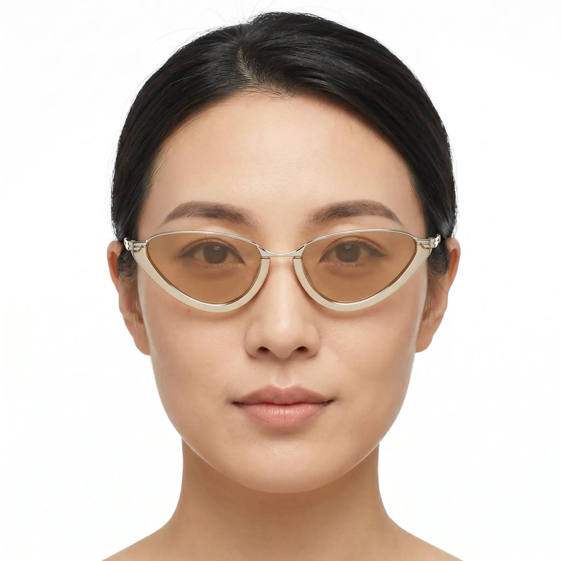 Valora Burgundy Cat Eye UV400 sunglasses with gold metal frame and brown lenses – Astroshadez