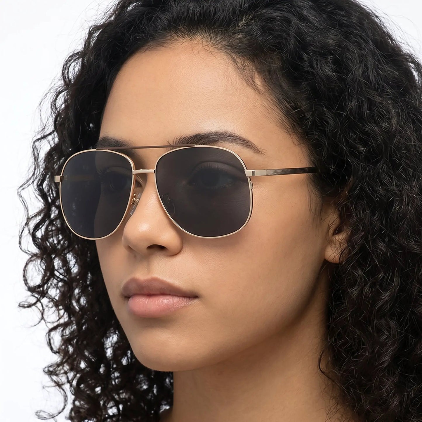 Lumidor gold-gradient aviator sunglasses with double-bridge, gold metal frame and dark gradient lenses – Astroshadez