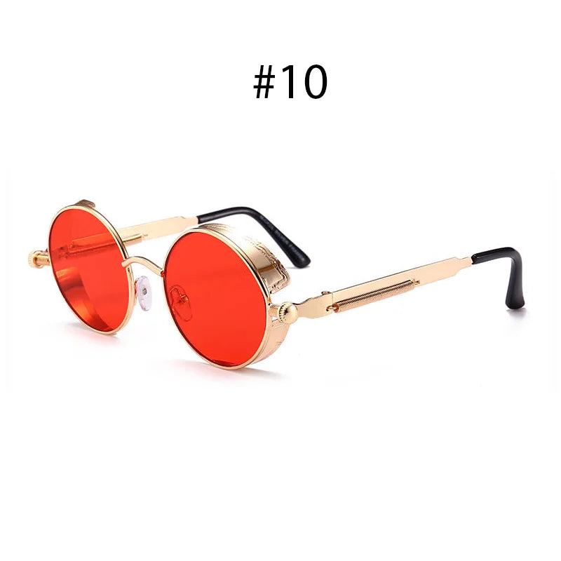 VIVIBEE Vintage Steampunk Red Sunglasses Men Round Punk Alloy Metal Retro Sun Glasses Women 2026 Goggles Gothic Style Shades by ASTROSHADEZ.COM