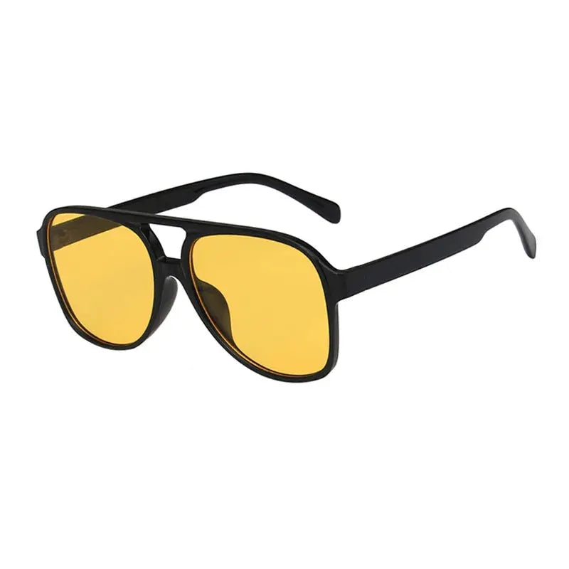 SHAUNA black-frame pilot sunglasses with yellow lenses – Astroshadez