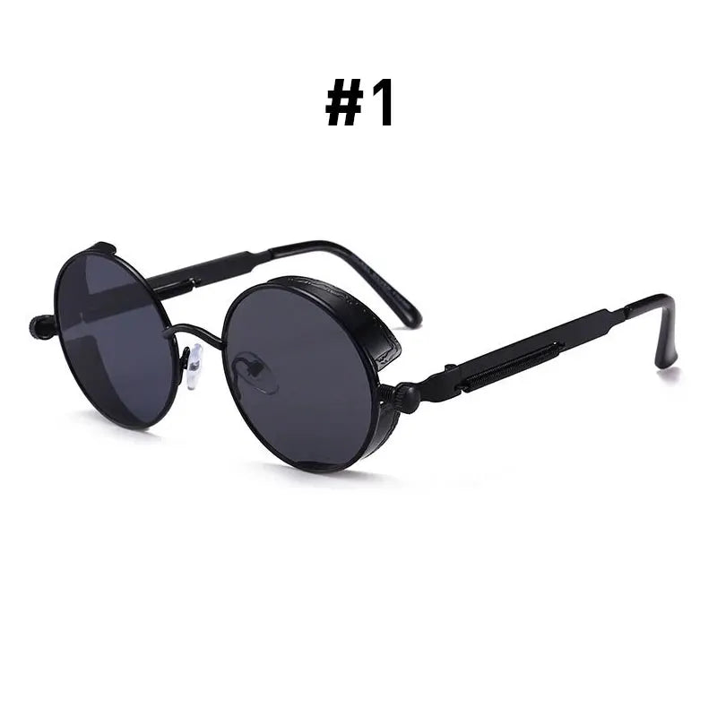 VIVIBEE Vintage Steampunk Red Sunglasses Men Round Punk Alloy Metal Retro Sun Glasses Women 2026 Goggles Gothic Style Shades by ASTROSHADEZ.COM