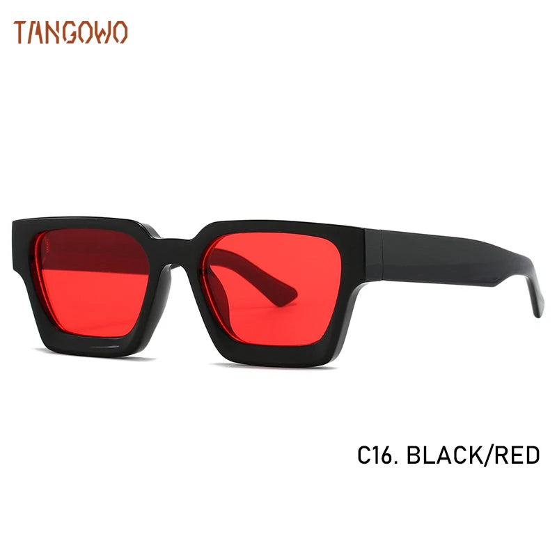 TANGOWO Sunglasses For Street Photography And Beach Unisex Trips Driving Plastic Fashion Square Frame Accessories Glasses Trendy